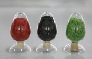 Recycled MDPE pellets in test laboratory for cable sheath material analysis
