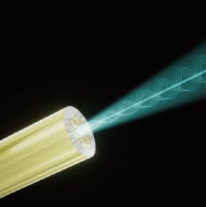 Hollow-core photonic crystal fiber cross-section showing periodic air holes
