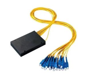 Single mode PLC splitter module with pigtail fibers and input connector