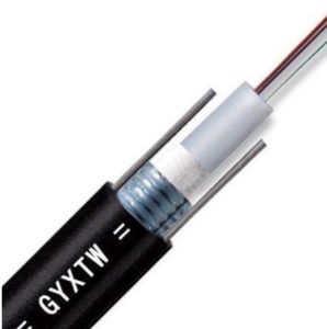 Armored stranded loose tube cable cross-section showing corrugated steel tape armor